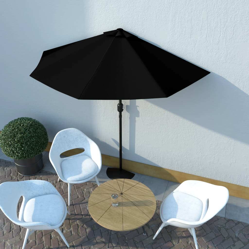 vidaXL Aurinkovarjo ulkotiloihin alumiinitanko musta 270x135x245 cm
