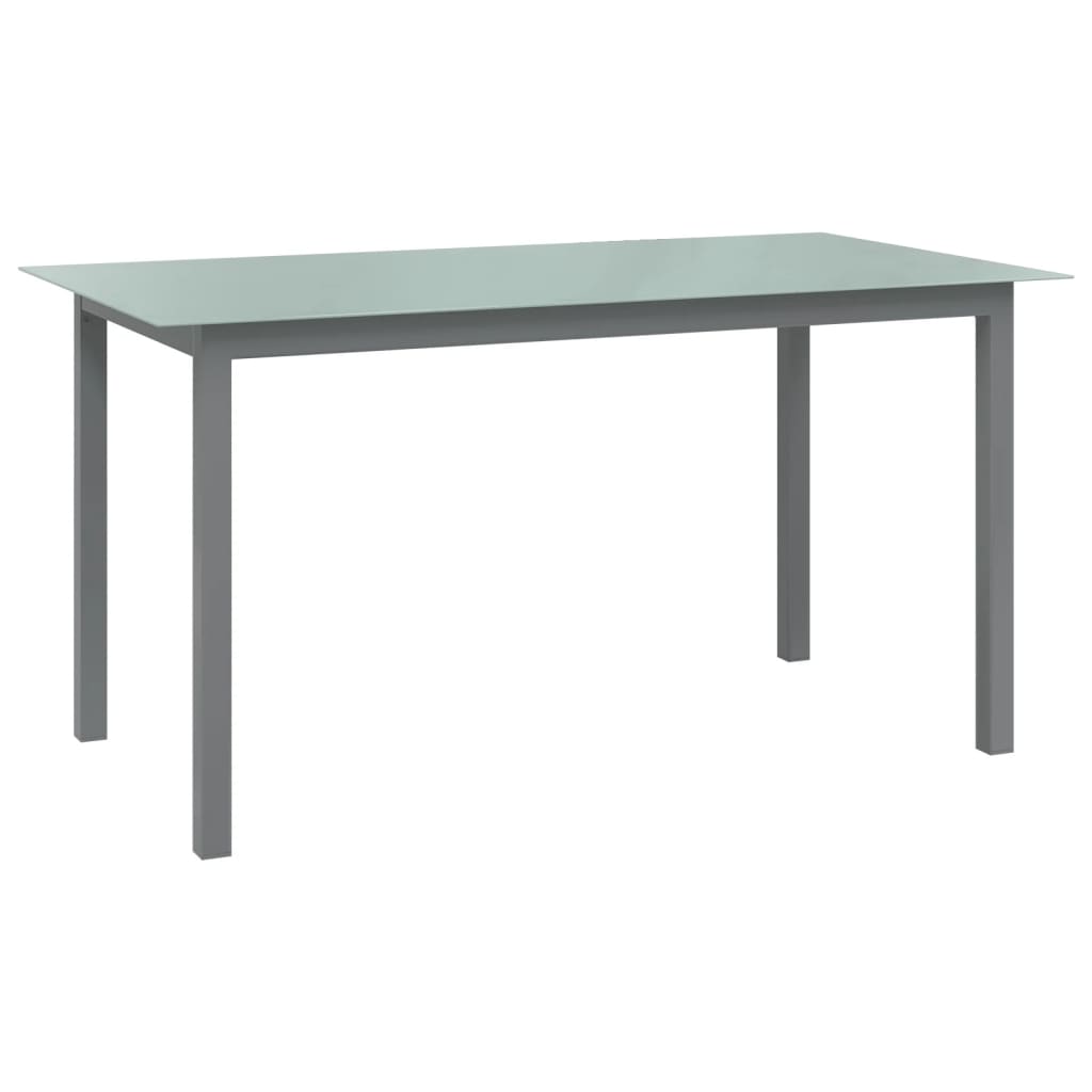 vidaXL Puutarhapöytä vaaleanharmaa 150x90x74 cm alumiini ja lasi
