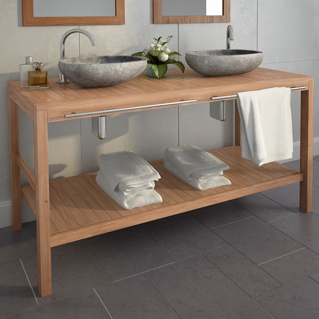 vidaXL Kylpyhuoneen allaskaappi tiikki 132x45x75 cm