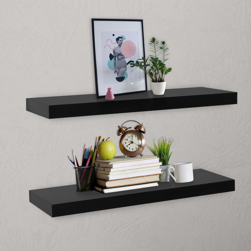 vidaXL Kelluvat seinähyllyt 2 kpl musta 80x20x3,8 cm