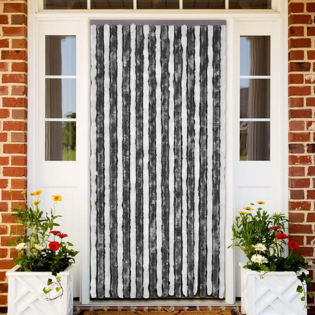 vidaXL Hyönteisverho harmaa ja valkoinen 100x220 cm Chenille