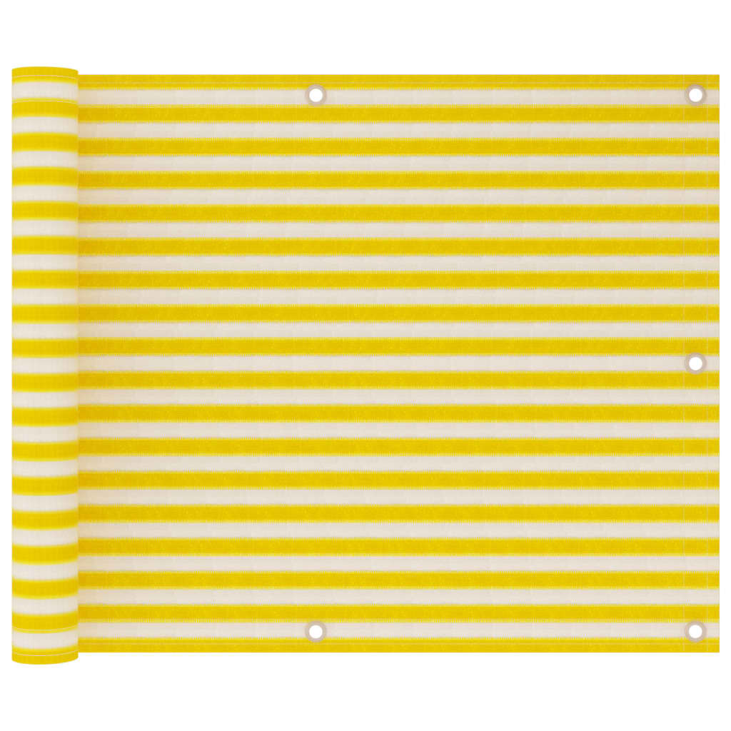 vidaXL Parvekkeen suoja keltainen ja valkoinen 75x300 cm HDPE