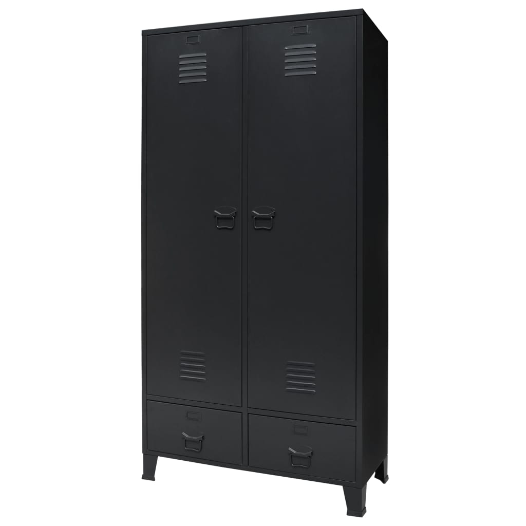 vidaXL Metallinen vaatekaappi teollinen tyyli 90x40x180 cm musta