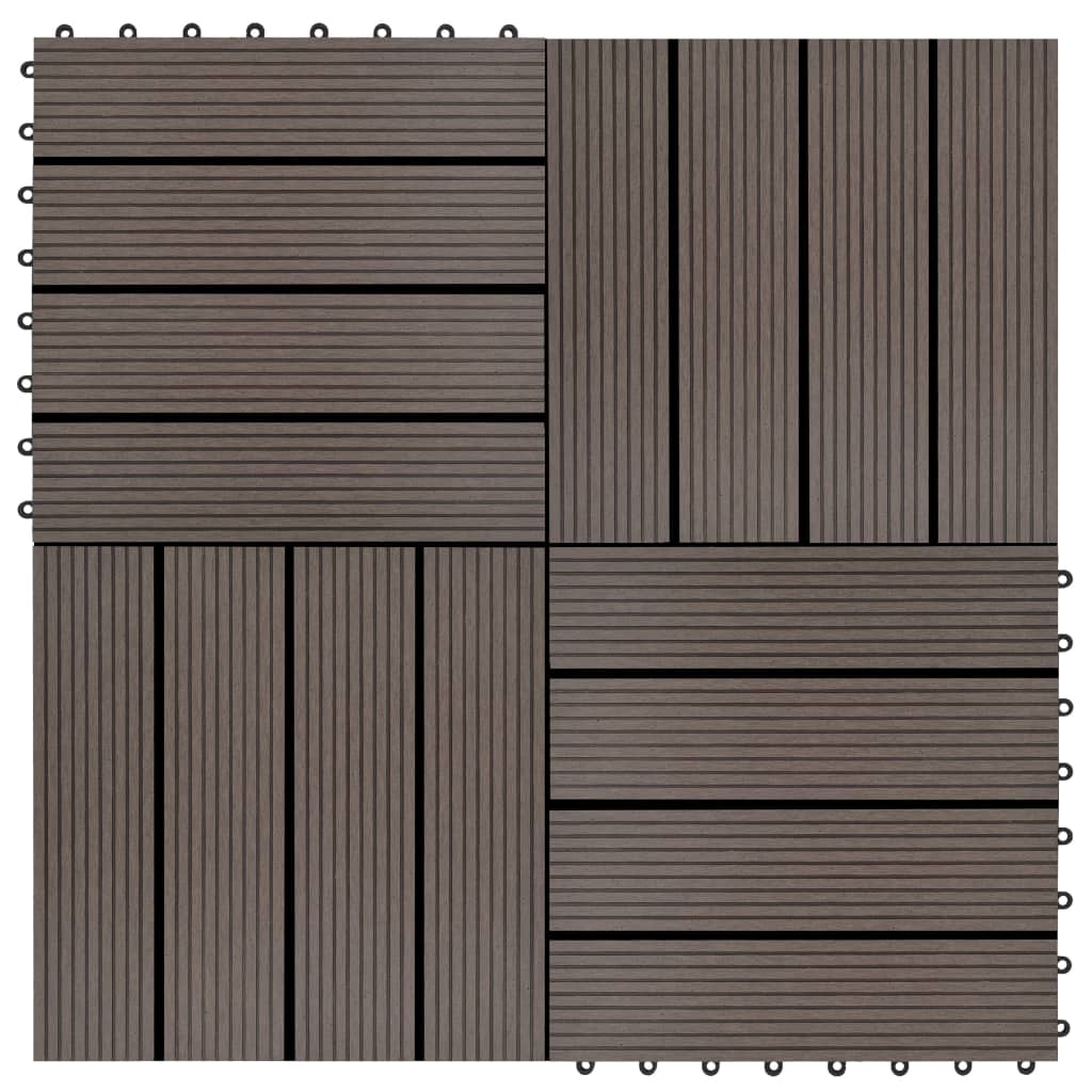 vidaXL Lattialaatat 22 kpl 30x30cm 2 m² puukomposiitti tummanruskea