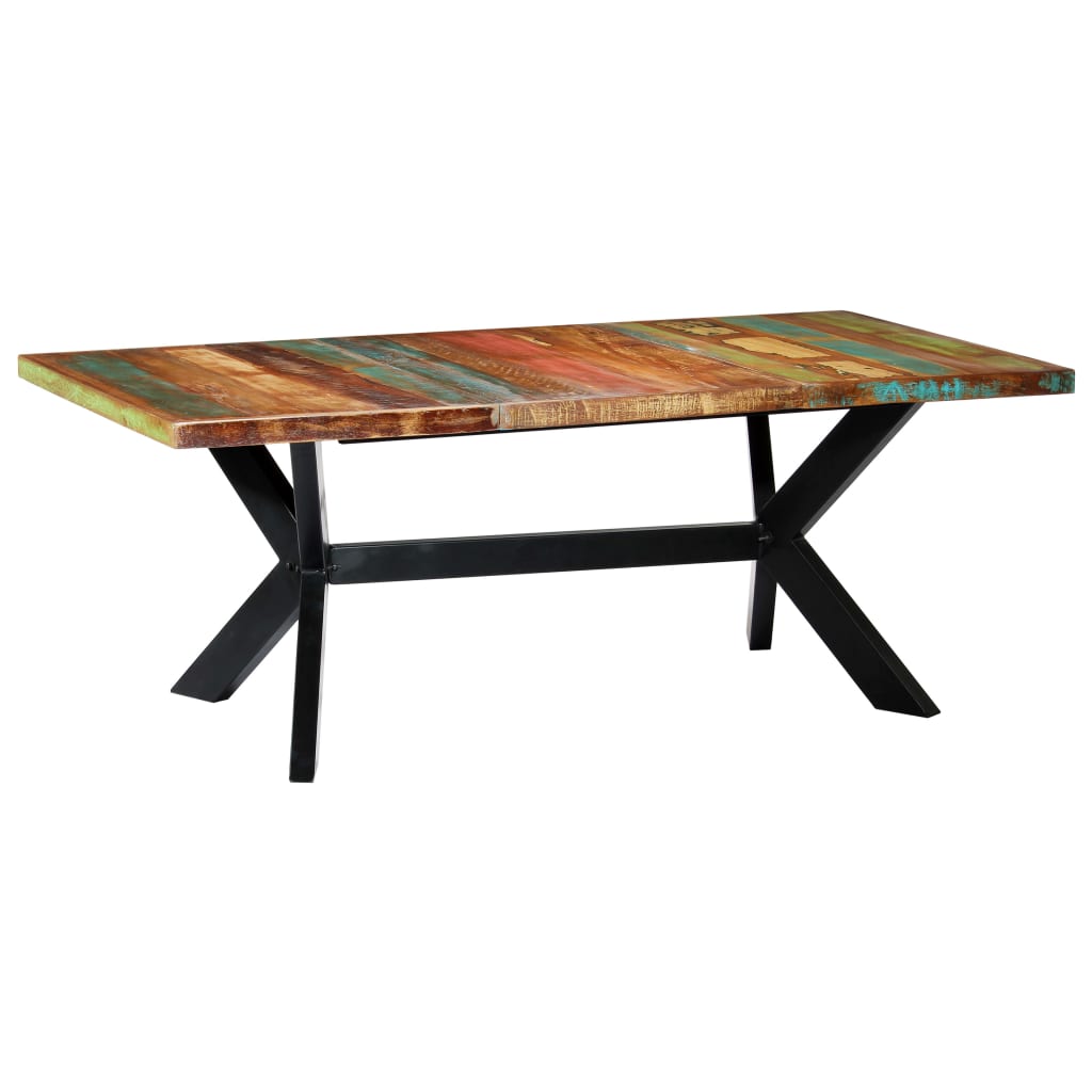 vidaXL Ruokapöytä 200x100x75 cm kiinteä kierrätetty puu