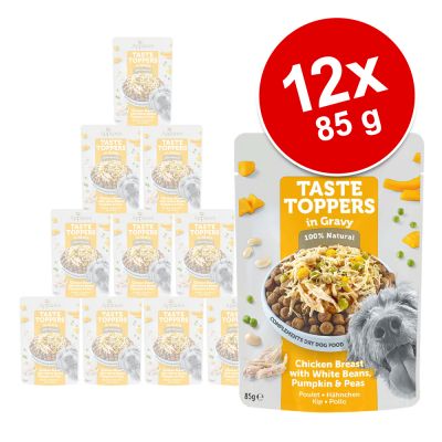 Applaws Taste Toppers kastikkeessa 12 x 85 g - kana, herne, kurpitsa & valkoinen papu