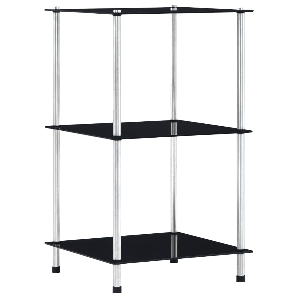 vidaXL 3-kerroksinen hylly musta 40x40x67 cm karkaistu lasi