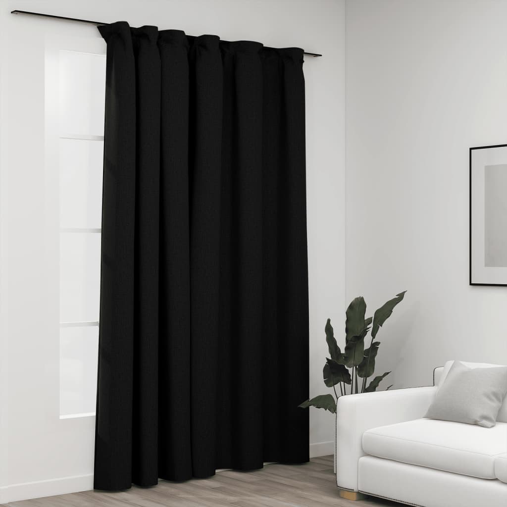 vidaXL Pellavamainen pimennysverho koukuilla antrasiitti 290x245 cm