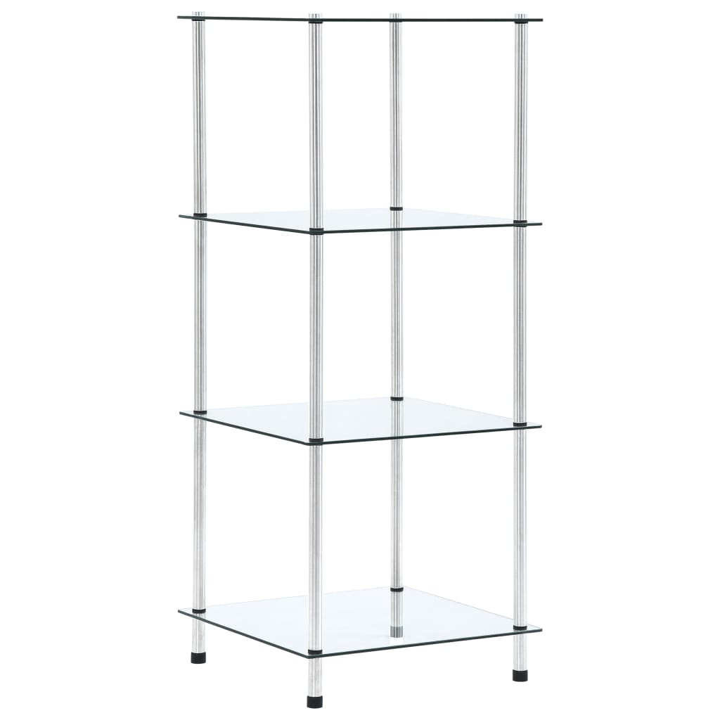 vidaXL 4-kerroksinen hylly läpinäkyvä 40x40x100 cm karkaistu lasi