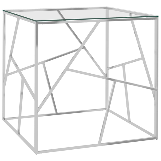 vidaXL Sohvapöytä hopea 55x55x55 cm ruostumaton teräs ja lasi
