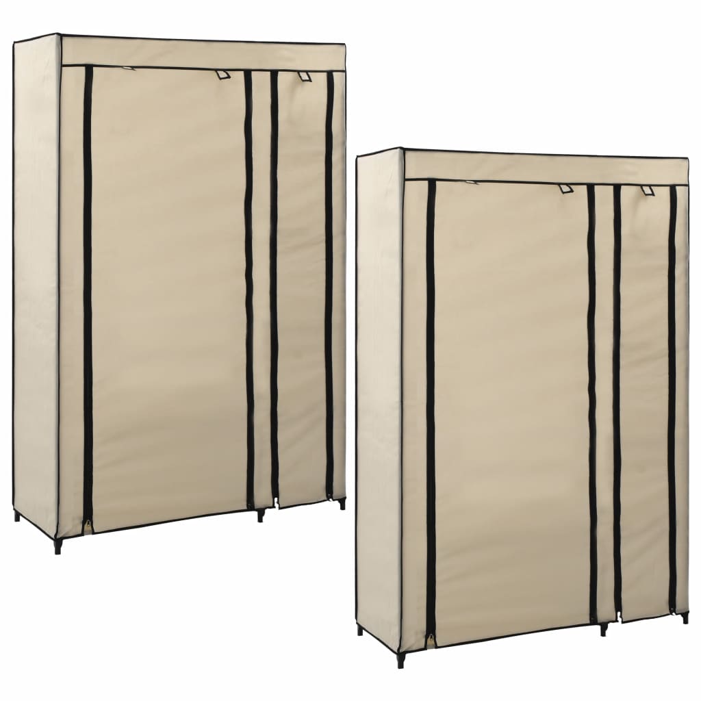 vidaXL Kokoontaitettavat vaatekaapit 2 kpl kerma 110x45x175 cm kangas