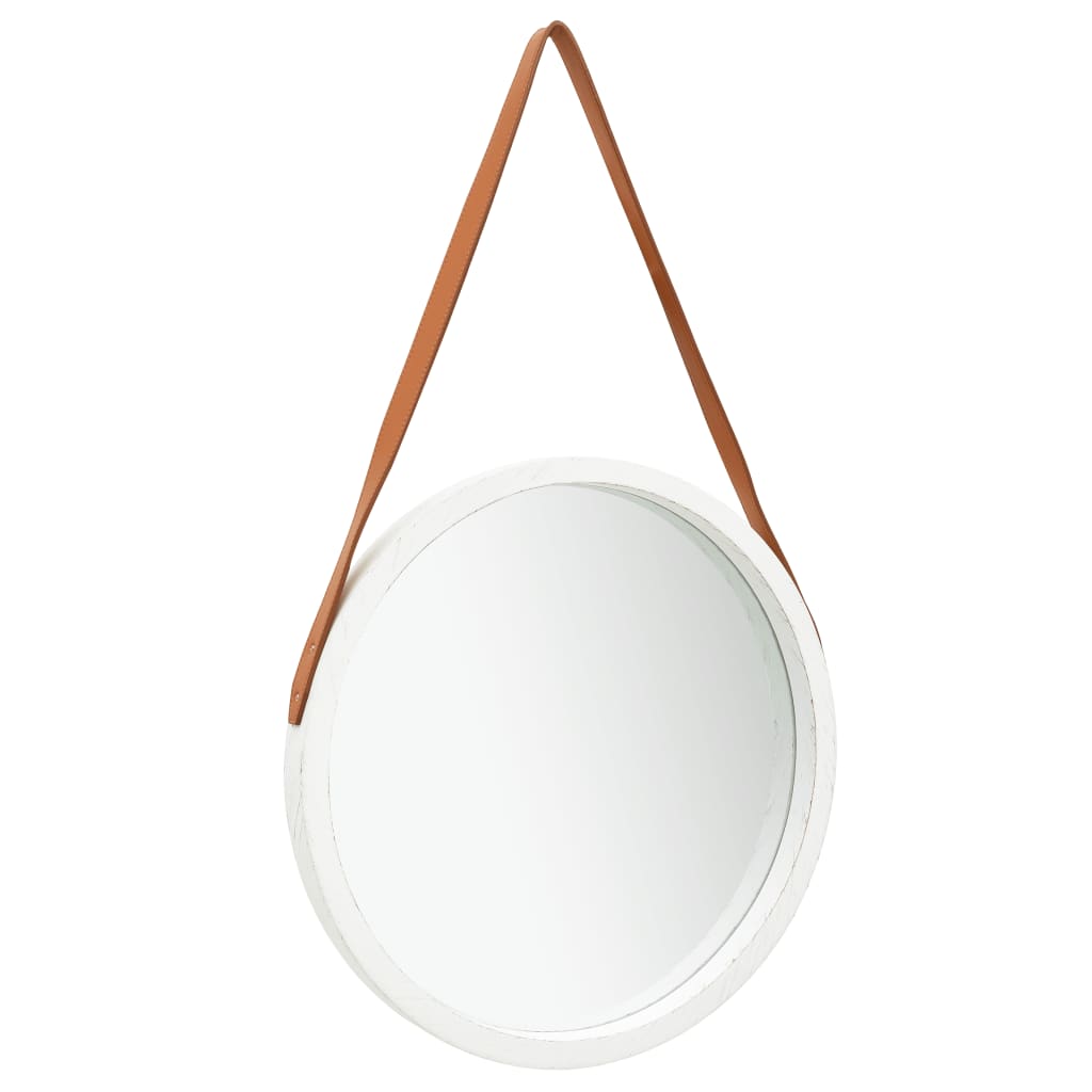 vidaXL Seinäpeili hihnalla 50 cm valkoinen