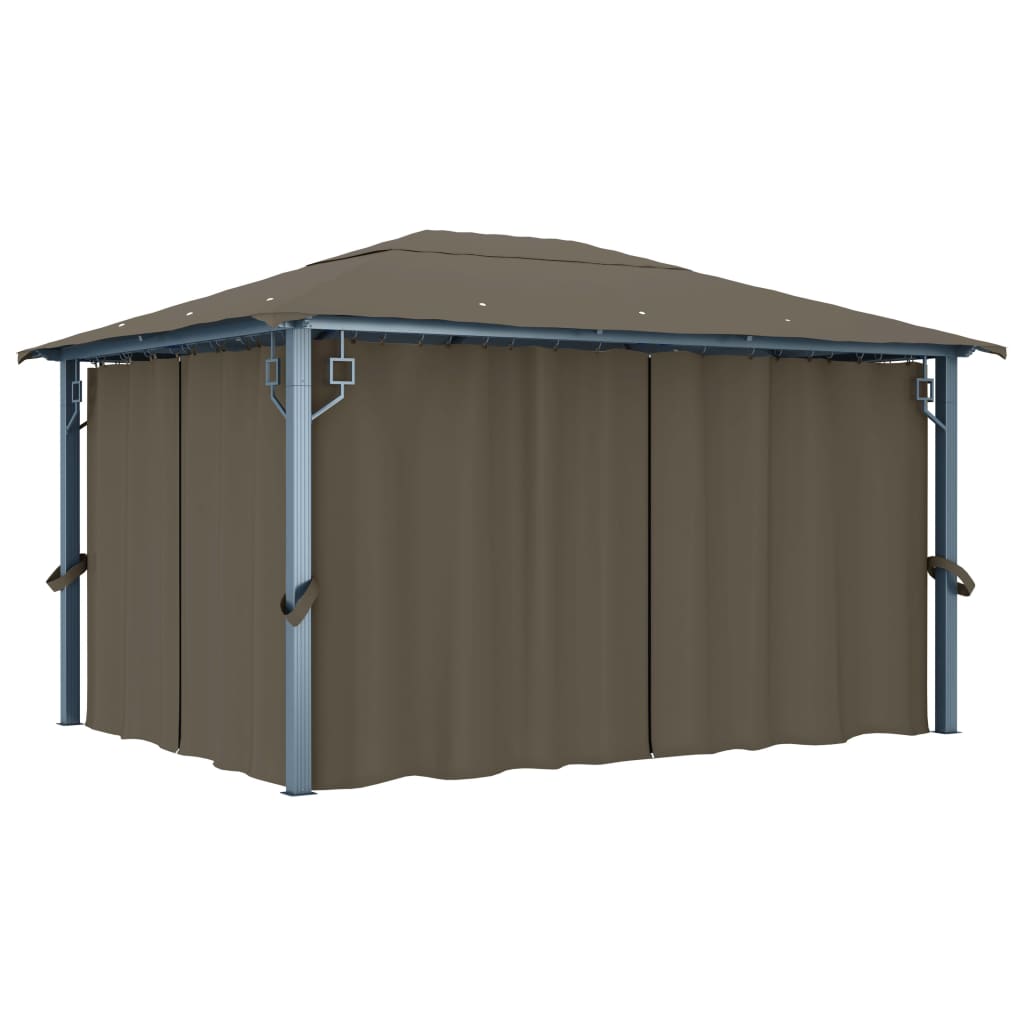 vidaXL Huvimaja verhoilla 400x300 cm harmaanruskea alumiini