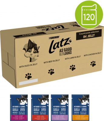 Latz-jumbopakkaus ”As good as it looks” hyytelössä 120 x 85 g - Lihalajitelma (nauta, kana, ankka, karitsa)