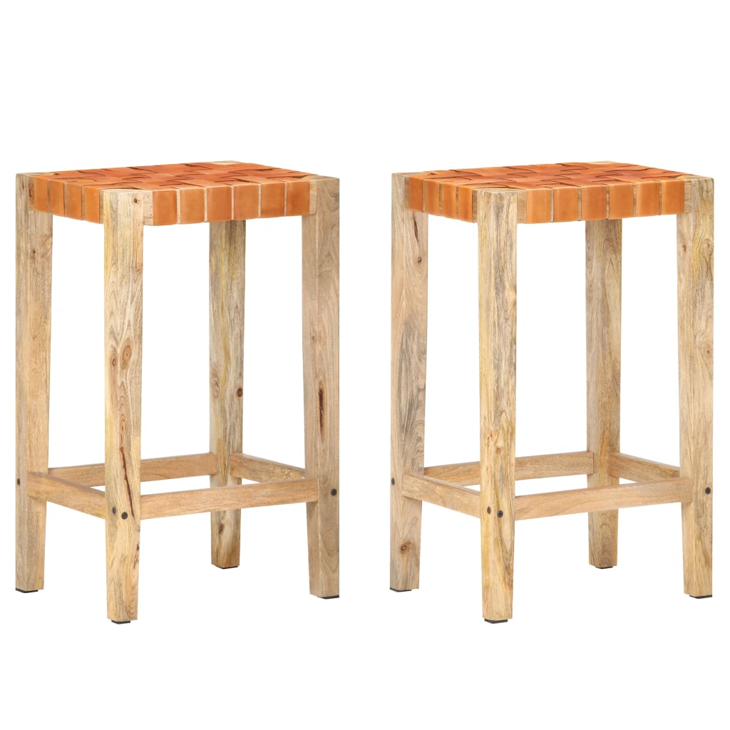 vidaXL Baarijakkarat 2 kpl ruskea aito nahka 75 cm