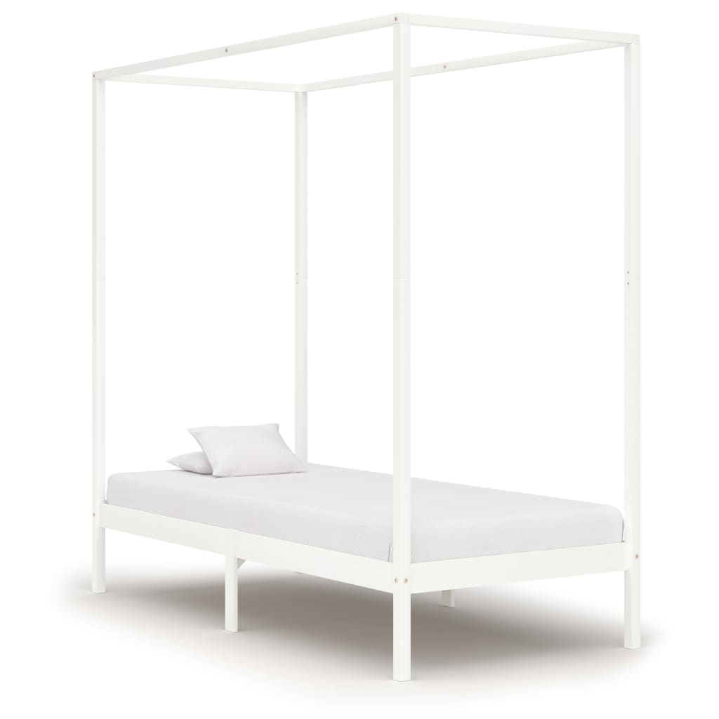 vidaXL Pylvässänky valkoinen täysi mänty 90x200 cm