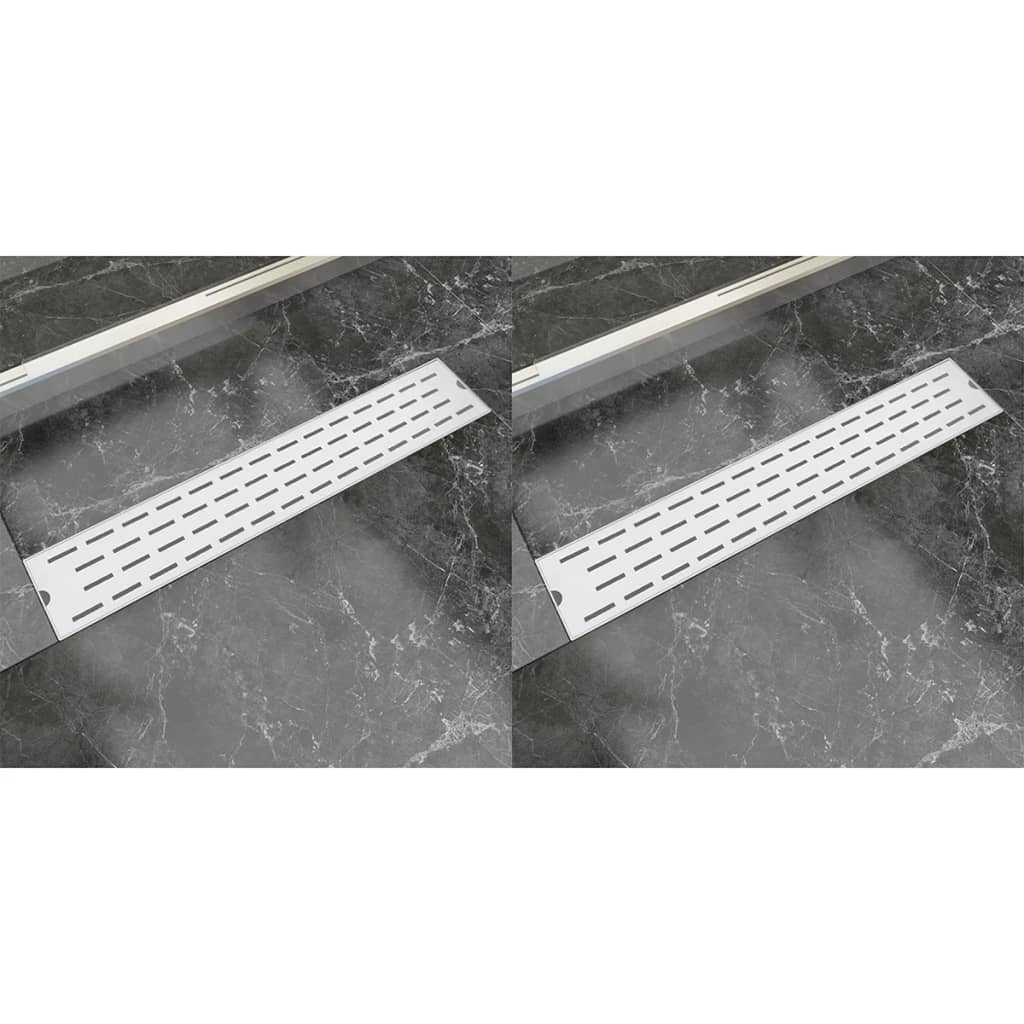 vidaXL Lineaarinen suihkukaivo 2 kpl viiva 630x140mm ruostumaton teräs