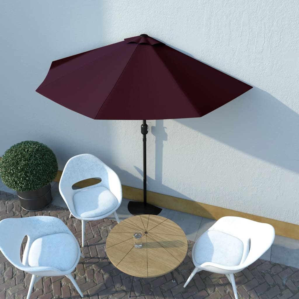vidaXL Aurinkovarjo alumiinitanko viininpunainen 270x135x245 cm
