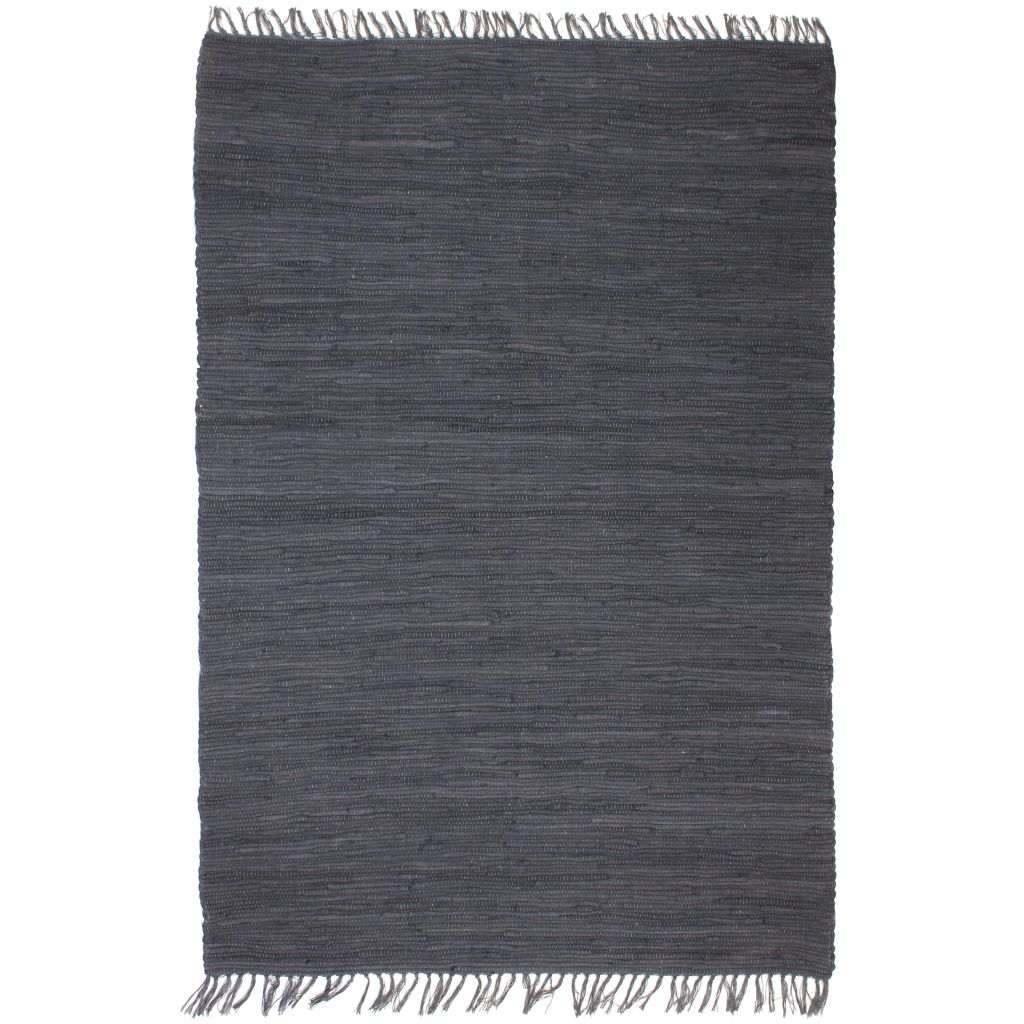 vidaXL Käsinkudottu Chindi-matto puuvilla 200x290 cm antrasiitti