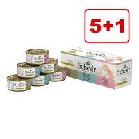 5 + 1 kaupan päälle! 6 x 70 g / 75 g / 85 g Schesir-sekoitus - Natural with Rice -sekoitus (6 x 85 g)