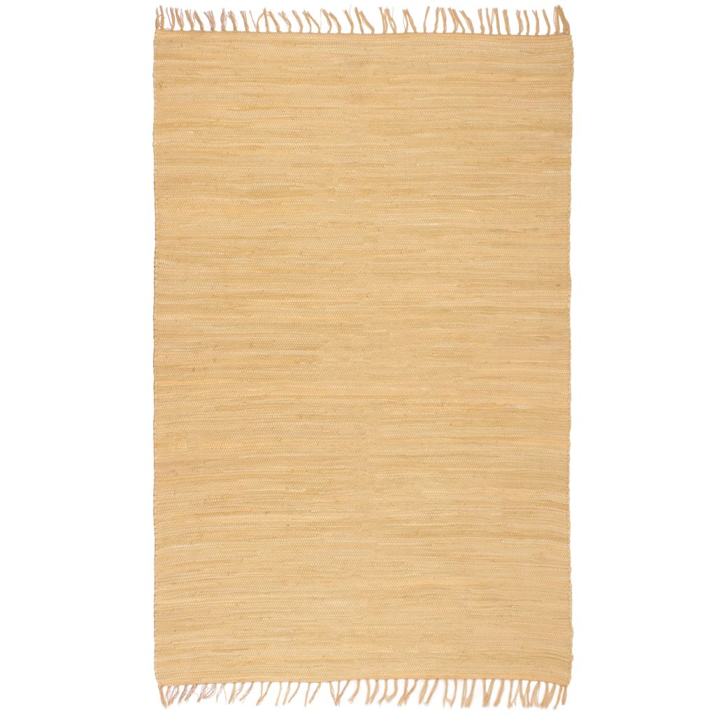 vidaXL Käsin kudottu Chindi-matto puuvilla 120x170 cm beige