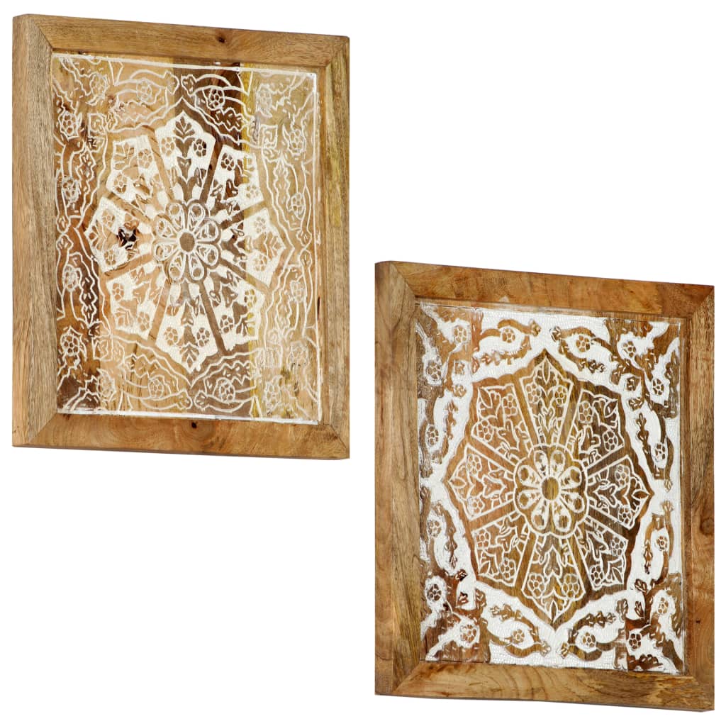 vidaXL Käsinveistetty seinäpaneeli 2 kpl täysi mangopuu 40x40x1,5 cm