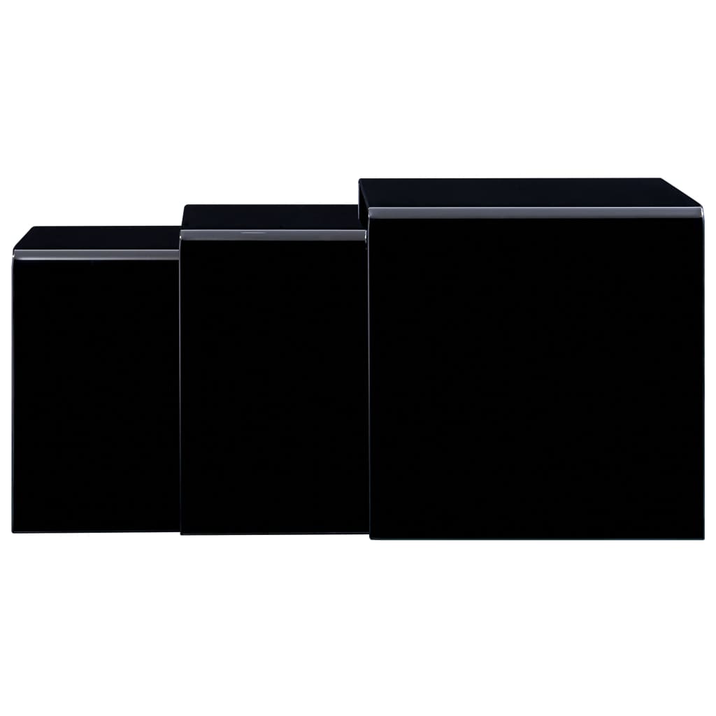 vidaXL Sohva-/sarjapöydät 3 kpl musta 42x42x41,5 cm karkaistu lasi