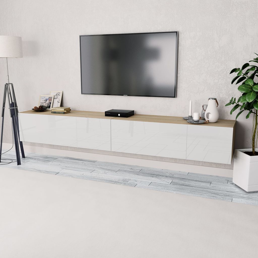 vidaXL TV-taso 2 kpl Lastulevy 120x40x34 cm Valkoinen ja Tammi