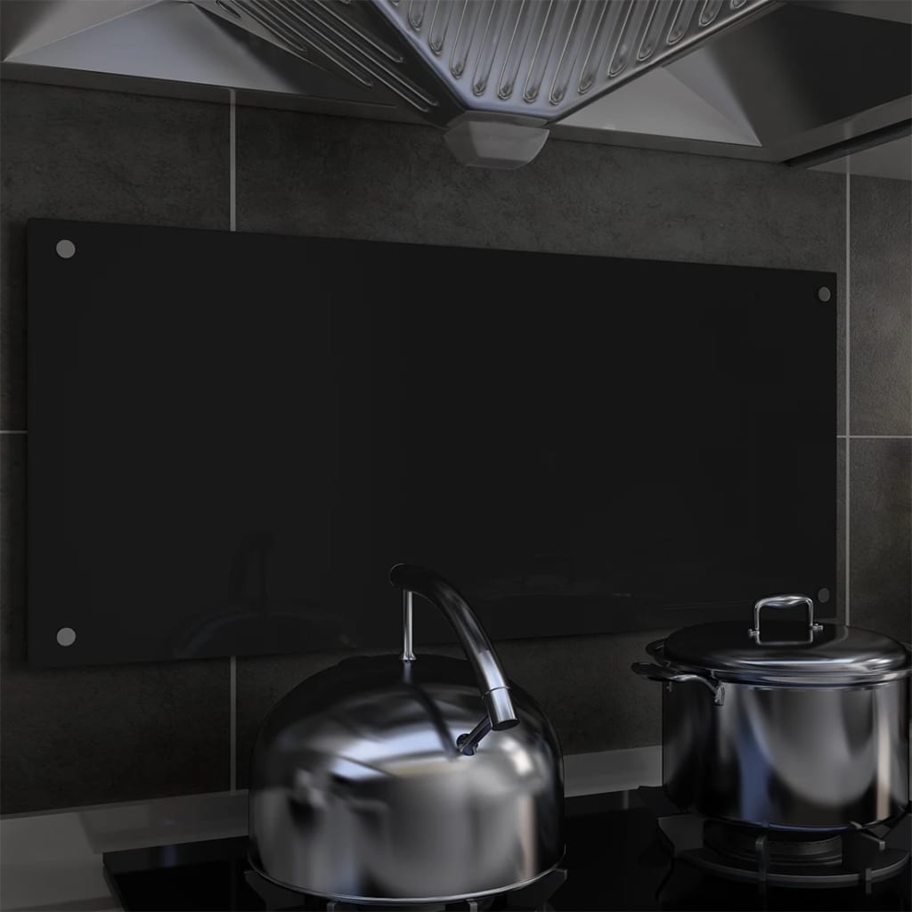 vidaXL Keittiön roiskesuoja musta 90x40 cm karkaistu lasi