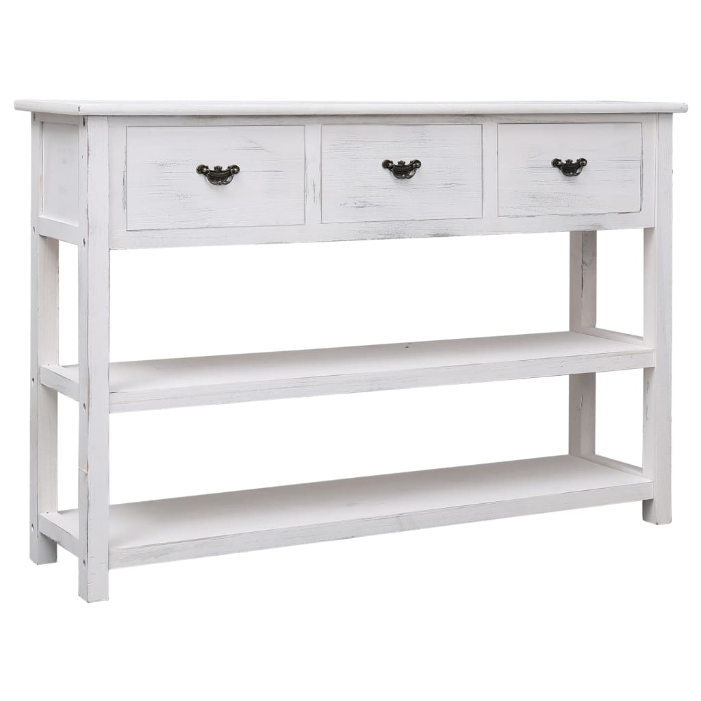 vidaXL Sivupöytä antiikkityylinen valkoinen 115x30x76 cm puu