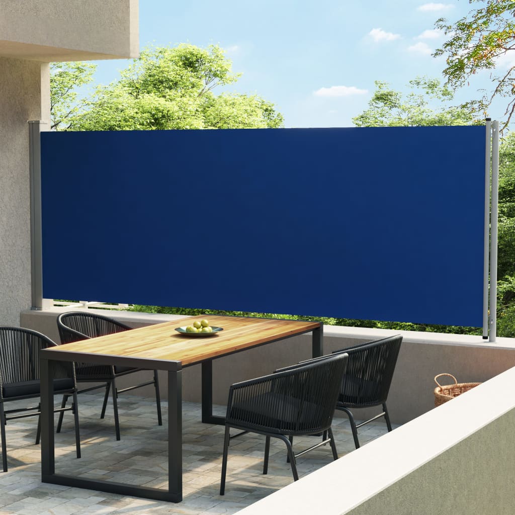 vidaXL Sisäänvedettävä terassin sivumarkiisi 600x170 cm sininen