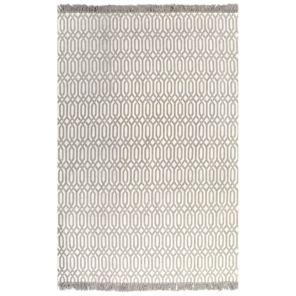 vidaXL Kelim matto puuvilla 160x230 cm kuviolla harmaanruskea