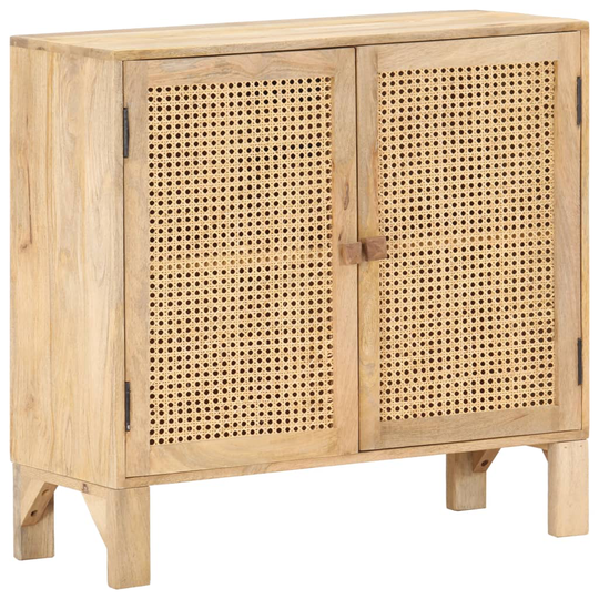 vidaXL Senkki 80x30x73 cm täysi mangopuu ja luonnollinen ruoko