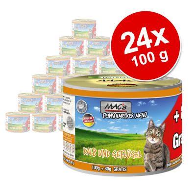 MAC´s Cat Gourmet -säästöpakkaus 24 x 180 g - siipikarja & lohi