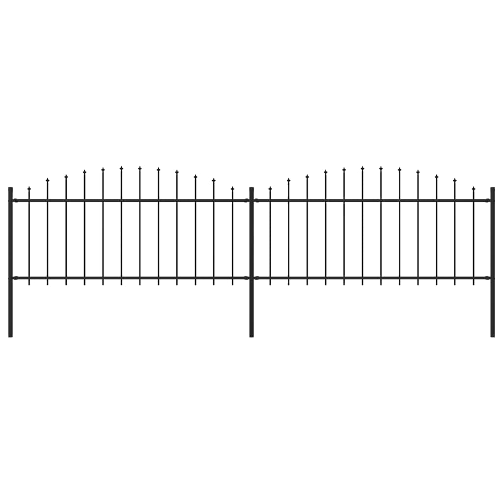 vidaXL Puutarha-aita keihäskärjillä teräs (0,5-0,75)x3,4 m musta