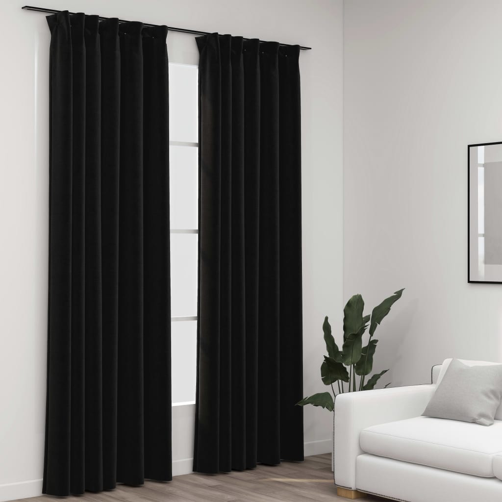 vidaXL Pellavamaiset pimennysverhot koukuilla 2 kpl antras. 140x245 cm