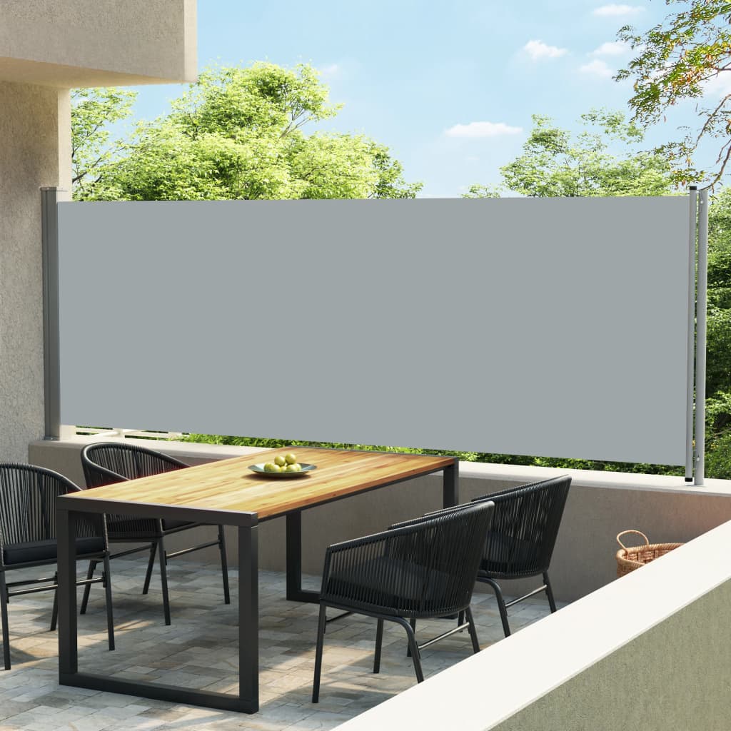 vidaXL Sisäänvedettävä terassin sivumarkiisi 600x160 cm harmaa