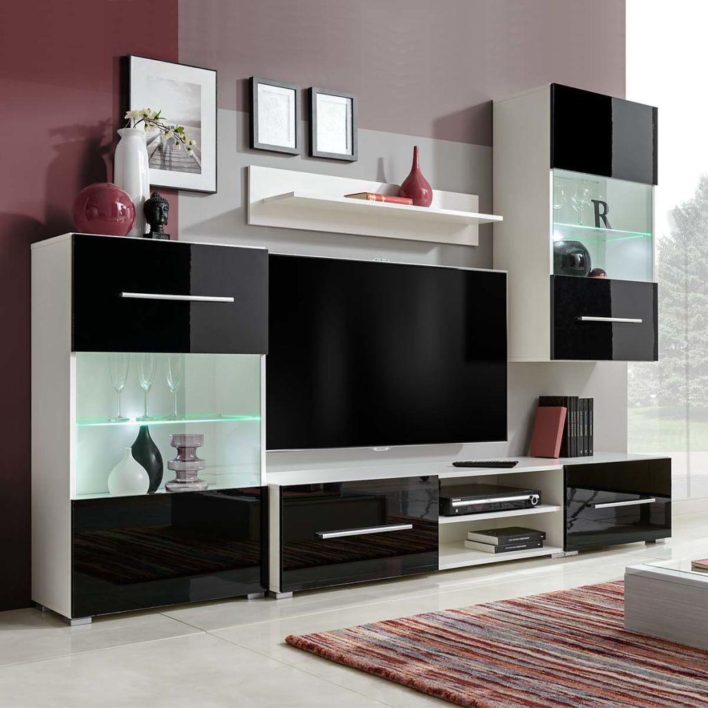vidaXL TV-kalustekokonaisuus LED-valoilla 5 osaa musta