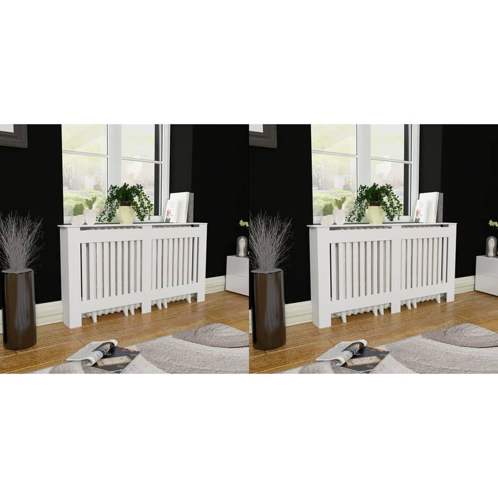 vidaXL Lämpöpatterin suojat 2 kpl MDF 152 cm valkoinen