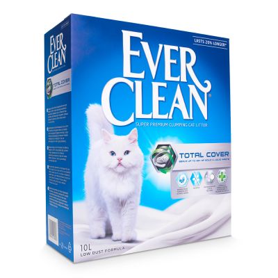 Ever Clean® Total Cover -kissanhiekka, paakkuuntuva - hajustamaton - 10 l
