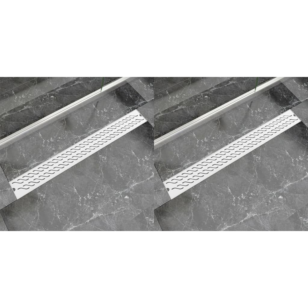 vidaXL Lineaarinen suihkukaivo 2kpl aalto 930x140 mm ruostumaton teräs