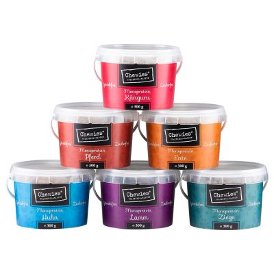 Chewies Monoprotein -koulutusnamit lajitelmapakkauksessa - 6 x 300 g (6 makua)