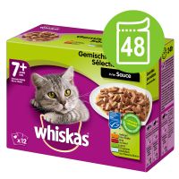 Whiskas 7+ Senior Pouches 48 x 100 / 85 g - 48 x 100 g kala- ja lihavalikoima kastikkeessa