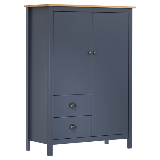 vidaXL Kaksiovinen vaatekaappi Hill Range harmaa 99x45x137 cm mänty