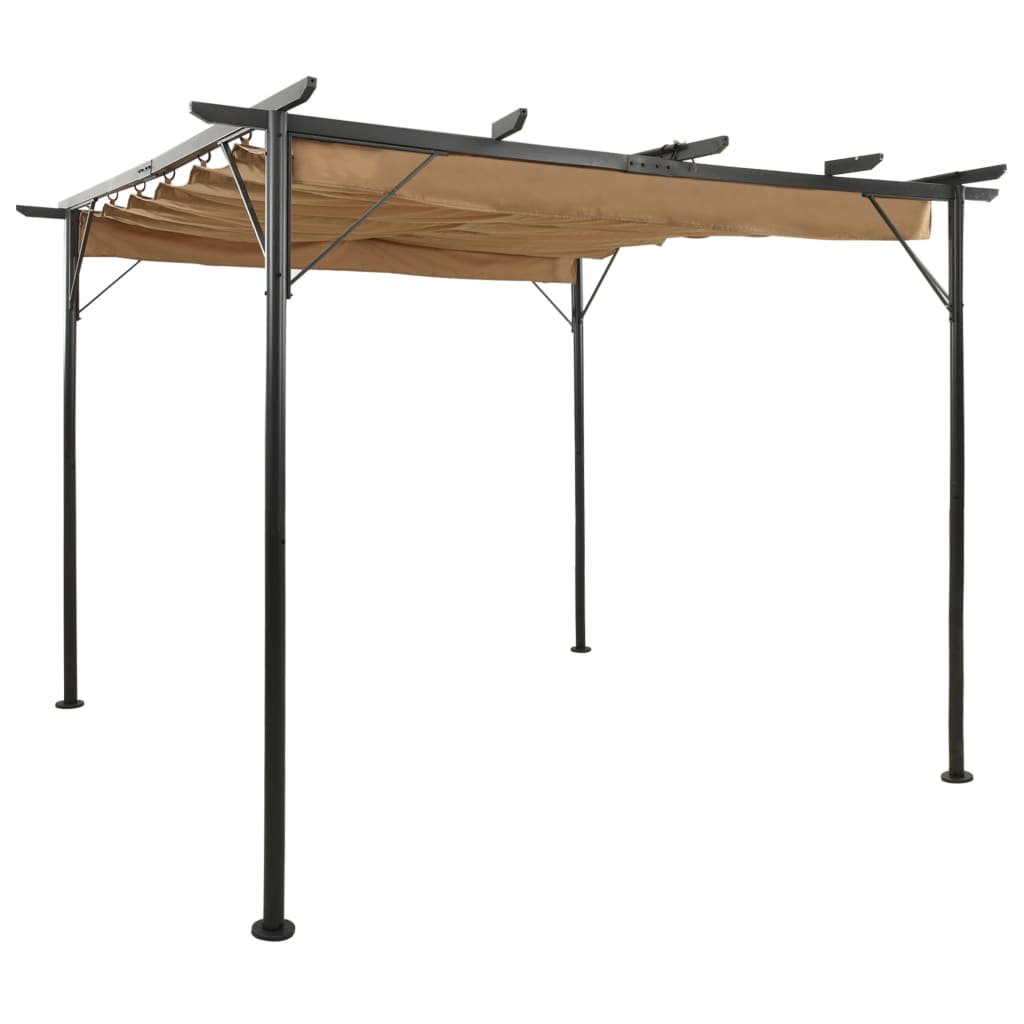 vidaXL Pergola sisäänvedettävä katto taupe 3x3 m teräs 180 g/m²