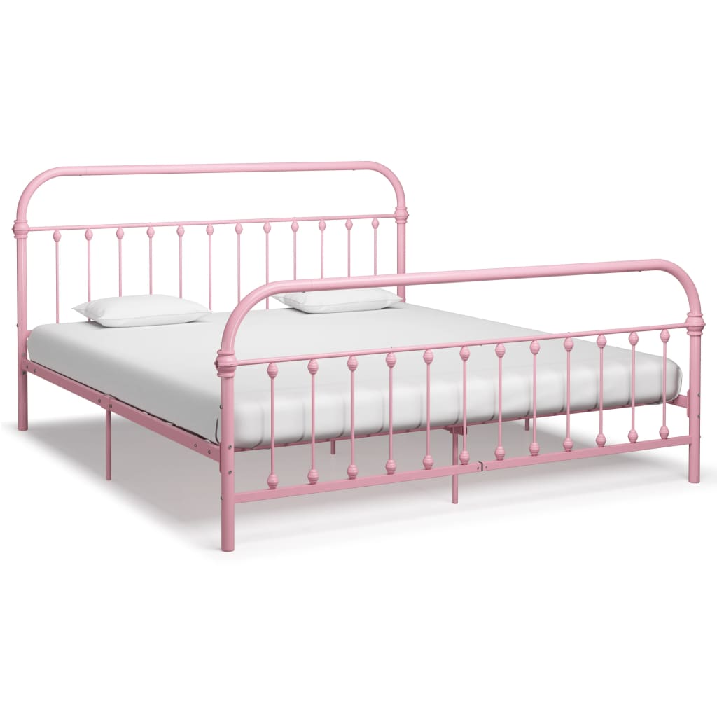 vidaXL Sängynrunko pinkki metalli 180x200 cm