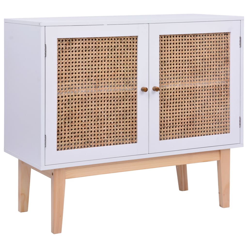 vidaXL Senkki valkoinen 88,5x40x80 cm MDF ja rottinki