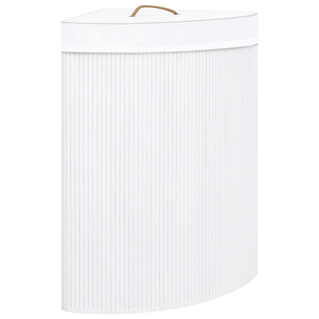 vidaXL Bambu kulmapyykkikori valkoinen 60 l