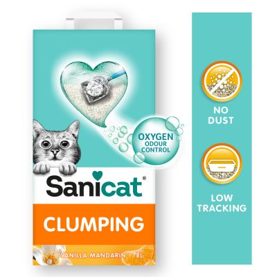 Sanicat Vanilla & Mandarin paakkuuntuva kissanhiekka - 8 l