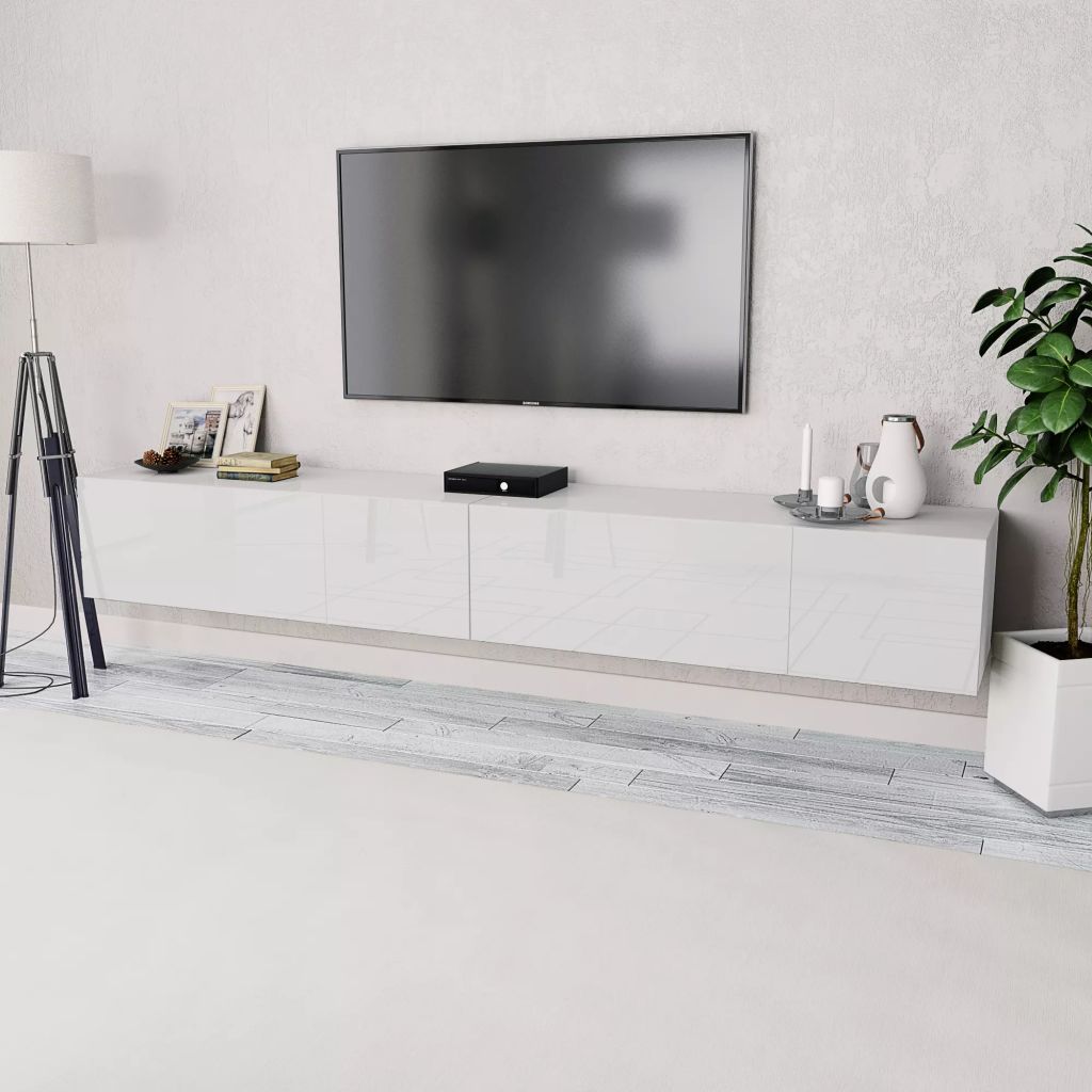 vidaXL TV-taso 2 kpl Lastulevy 120x40x34 cm Korkeakiilto Valkoinen